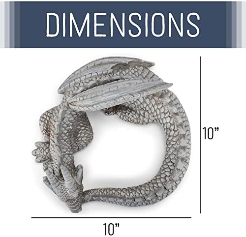 NAT & Jules Small Sleeping Dragon Concrete Finish 10 inch Resin Garden Sculpture - Image 2