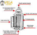 Vela Lanterns Decorative Indoor Candle Holder Table Centerpieces - Moroccan Hanging Outdoor Patio & Porch Home Decor, Turkish Lamp for Wedding, Ramadan (Large 12", White Red) - Image 5