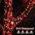 QITONG 2 Pack Red and White Solar String Lights, Each 66ft 200 LED Solar Christmas Lights Outdoor Waterproof, 8 Modes Solar Twinkle Light for Outside - Image 5