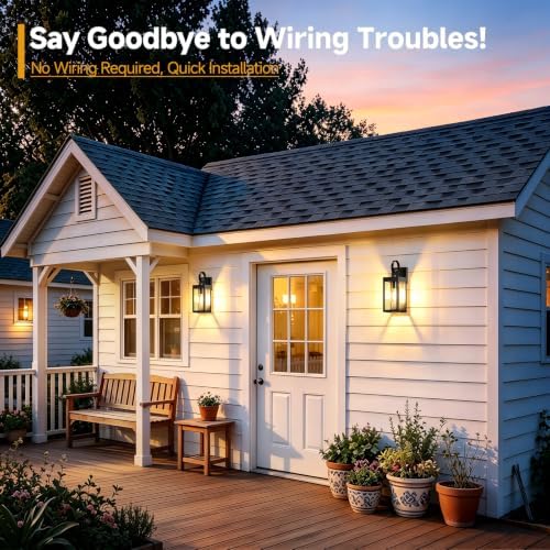14" Solar Wall Light Outdoor, Dusk to Dawn Solar Porch Light, 2Pack - Image 5