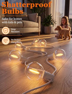100FT G40 LED Outdoor String Lights, 50+2 Shatterproof Bulbs, White Wire - Image 4