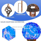 Garden Solar Lights Outdoor, Decorative LED Honeycomb Glass Ball Garden Stake, Glass and Metal Outdoor Decoration, 4 x 31 Inch (Dark Blue) - Image 4