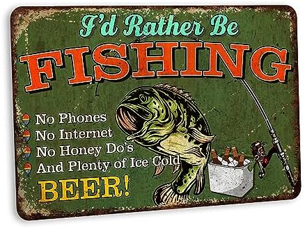 Fishing Sign - I'd Rather Be Fishing - Fishing Décor For Home Cabin Décor Wall Art Garage Décor Lake House Funny Fishing Signs Man Cave Rustic Fishing 108122001109 by ChicoCreekSigns