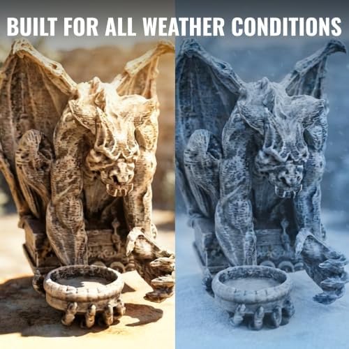 OLOMA Guardian Gargoyle Hold Bowl Concrete Statue Handmade Outdoor Gothic Fantasy Sculpture Cement Bird Feeder Mythical Creature Yard Ornament Patio Lawn Porch Decor Weather Resistant Cement Figure - Image 6