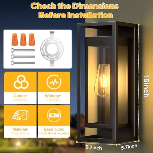 15" Outdoor Wall Lights 2 Pack Large Exterior Lighting Fixtures - Image 3