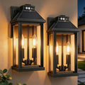 Solar Wall Lights Outdoor with 3 Lighting Modes & Motion Sensor, Outdoor Solar Dusk to Dawn Porch Lights, Waterproof Solar Wall Lantern Lights Fixture for Garage Shed Yard Garden Front Door, 2 Pack by HelpLand