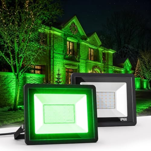 L LOHAS LED Green Christmas Flood Light Outdoor 50W Dusk to Dawn 2 Pack by LLOHASLED