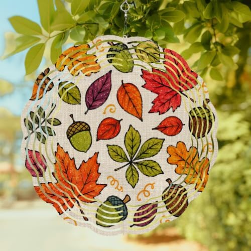 10 Inch Thanksgiving Fall Wind Spinner for Yard and Garden, Retro Autumn Maple Leaves Pine Cone Hanging Ornaments Outdoor 3D Kinetic Wind Sculpture Spinners Indoor Outdoor Patio Décor Ornaments Gift - Image 2