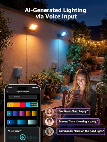 Lepro F2 AI Flood Lights Outdoor, 30W LED Smart Landscape Lighting with APP Control, IP65 Waterproof, 2700LM RGBW Color Changing, 2700K Warm White & 16M Colors, 2 Packs - Image 4