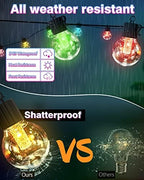 FREECUBE 50FT Solar String Lights Outdoor Waterproof, 25LEDs G40 Globe Shatterproof Bulbs,Warm White & Multicolor,8 Modes,Timer, Solar Powered Patio Lights for Backyard, Porch, Garden, Wedding Decor - Image 6