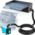 POPOSOAP Pond Waterfall with Pump Kit, 304 Stainless Steel Waterfall Spillway with 40W 660GPH Pump, Pond Spillway with 9.8FT Corrugated Tubing for Garden (12inch)-P43 by POPOSOAP