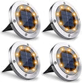 4Pack Solar Garden Lights,AMZSTAR 8 LED Solar Ground Lights Disk Lights Outdoor Solar Landscape Lights,Waterproof Solar Lights Decoration Light for Yard Deck Lawn Patio Pathway Walkway (Warm White) by AMZSTAR