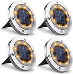 4Pack Solar Garden Lights,AMZSTAR 8 LED Solar Ground Lights Disk Lights Outdoor Solar Landscape Lights,Waterproof Solar Lights Decoration Light for Yard Deck Lawn Patio Pathway Walkway (Warm White) by AMZSTAR