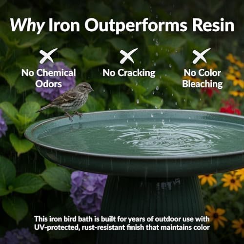 Sunnydaze Gleeful Garden 23" Tall Metal Modern Bird Bath for Outside - Image 3