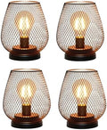 TRIROCKS Set of 4 Battery Operated Lamp LED Table Lantern, Metal Cage Cordless Lamps with LED Bulb，Vintage Decorative Outdoor Lantern for Weddings, Parties, Patio, Events for Indoors Shelf Decor by TRIROCKS