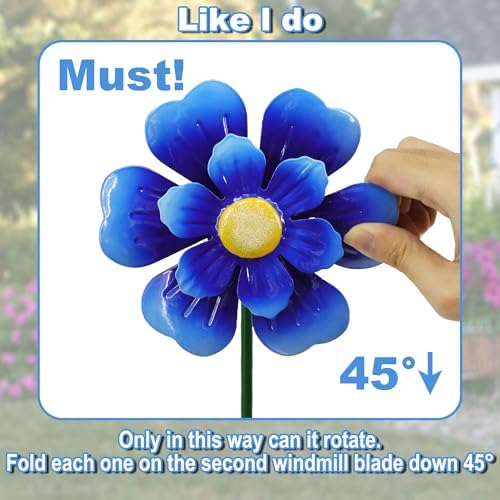 Metal Flower Wind Spinner Lawn Stakes Yard Art, Garden Iron Handicrafts - Image 3