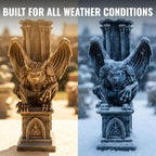 OLOMA Gothic Gargoyle Concrete Garden Statue Mythic Creature Sculpture Outdoor Yard Decor Handmade Guardian Figurine Patio Lawn Ornament Fantasy Architectural Accent Halloween Decor - Image 4