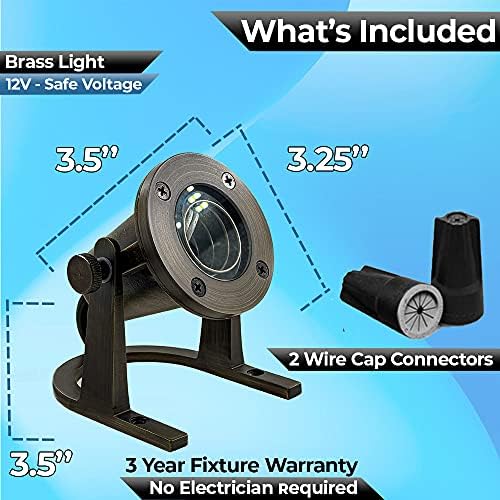 Underwater Light 172 - Solid Brass Underwater Pond Lights LED Submersible Waterfall Pool Pond Fountain Lighting Long Lasting IP 68 Waterproof Lighting with Connectors (No Bulb) - Image 4