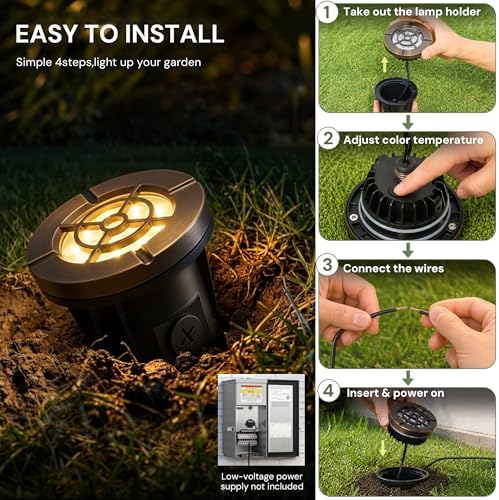LOHAS Brass Low Voltage Landscape Well Lights, Outdoor In Ground Lights - Image 5