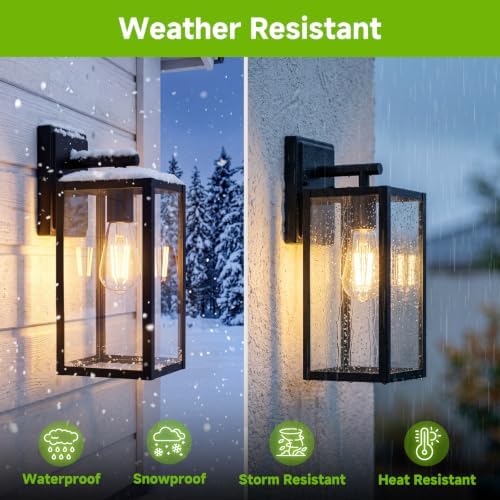 Double Extra 14.9" Large Outdoor Wall Light Fixture Black waterproof - Image 2