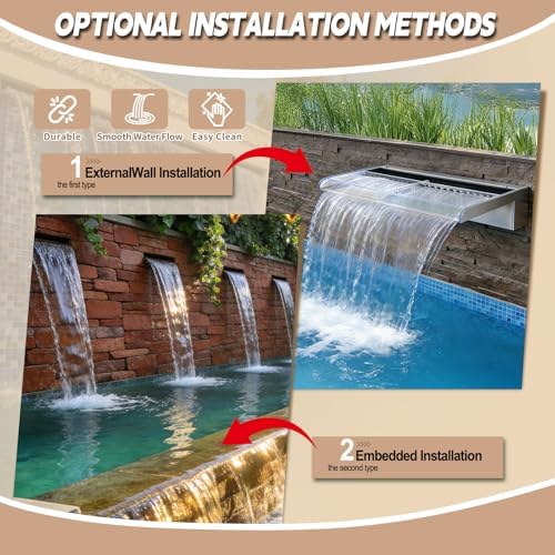 Pool Fountain, Transparent Acrylic Pool Waterfall Spillway with Pipe Connector Kits for Indoor/Outdoor Decorative, 11.8 Inches Pool Water Feature for Garden Patio, Backyard Koi Pond Decor - Image 5