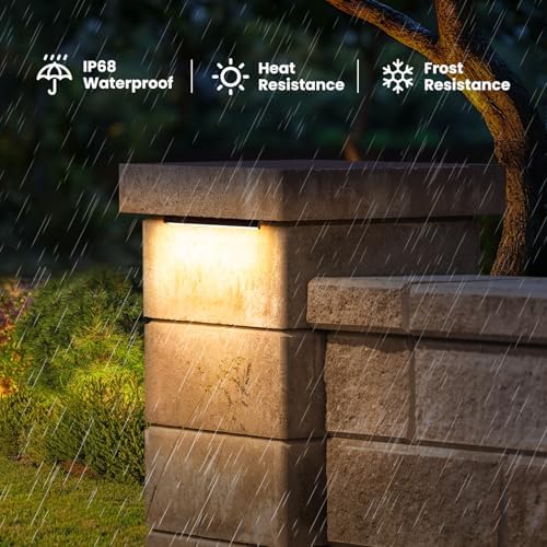 ZZXX 8 Inch Retaining Wall Lights 5W LED Hardscape Lighting 2700K 12-24V Low Voltage Step Light with Photocell Sensor IP68 Waterproof Paver Lights Outdoor for Deck Fence Patio Walls Stairs,12 Pack - Image 4