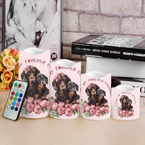 Cute Dachshund Flameless Candles with Remote Control and Timers Color Changing Pillar Candles Battery Operated Home Room Mothers Day Decor Electric Fake Candles for Table - Image 4