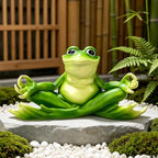 Teaeeno Meditation Frog Sculpture, 13" Handcrafted Resin Zen Frog Statue by Teaeeno