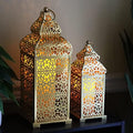 Vela Lanterns Decorative Indoor Moroccan Candle Holders, Gold, Set of 2 by VelaCandleLanterns