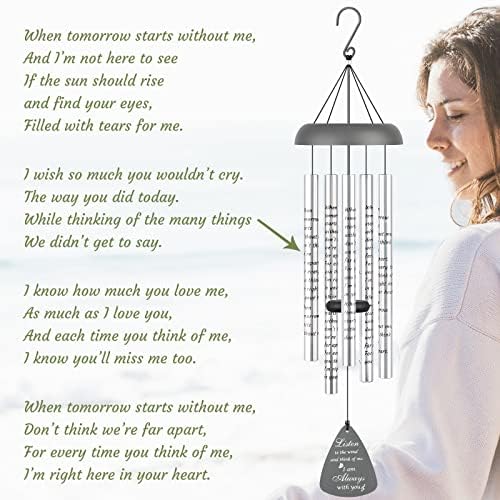 Fabuday 32'' Sympathy Wind Chimes Memorial Gift for Loss of Loved One Gray - Image 5