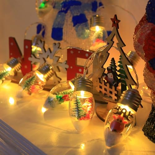 CAKERS Christmas Tree Decor Hanging String Lights|Creative PVC Clear Light Bulb Modeling Led Copper Wire Lights for Party Wedding Birthday Decor,C,5m(16.4ft)-20LED-Solar - Image 2