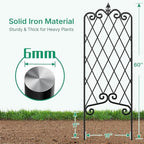Amagabeli 2 Pack Garden Trellis for Climbing Plants 60" x 18" Rustproof Black Iron Potted Vines Vegetables Vining Flowers Patio Metal Wire - Image 4