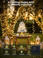 4PACK 33FT 100LEDs Solar Fairy Lights,Green Wire,Warm White - Image 6