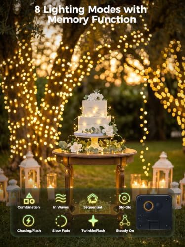 4PACK 33FT 100LEDs Solar Fairy Lights,Green Wire,Warm White - Image 6