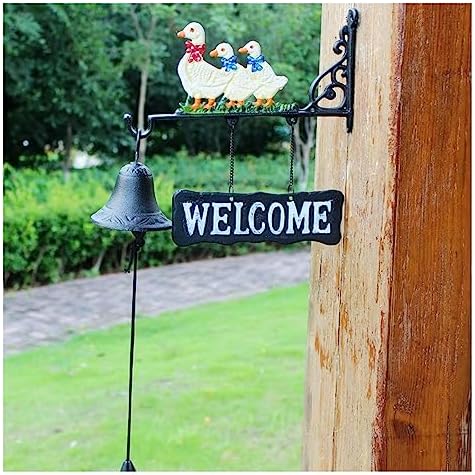 Indoor Outdoor Wall Mounted Dinner Bell - Decorative Vintage Manually Shaking Doorbell - Heavy Duty Cast Iron Wall Hanging Bell Welcome Sign - Garden Home Wall Art Decoration by Unknown