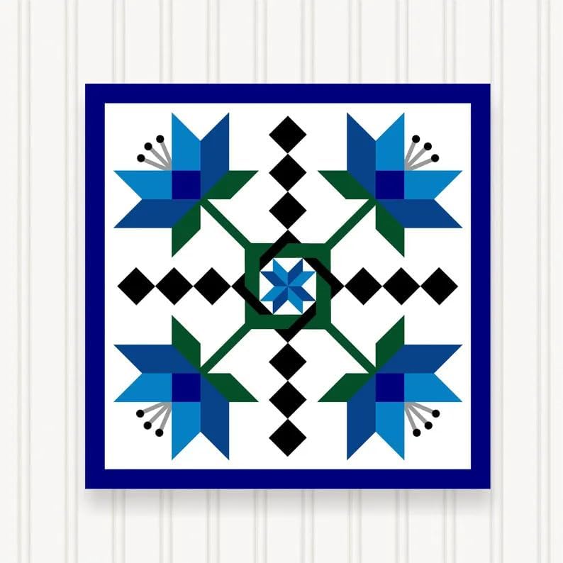 Sign Stuff, Inc. Barn Quilt Block Outdoor Square BQ104-04 | 6 SIZES | Geometric Pattern | PVC/100% Fabric | Weatherproof Exterior | Yard Art | Farm Quilt Design (18" x 18") by SignStuffInc