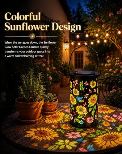 Colorful Sunflower Glow Solar Garden Lantern, 2026 Waterproof Outdoor Solar Powered Hanging Light for Garden, Patio, Pathway Lantern, Let Your Garden Bloom with Light After Sunset (Colorful*1, Small) - Image 3