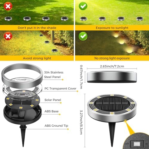 30 Pack Solar Lights Outdoor Waterproof, 8 LED Solar Ground Lights - Image 6