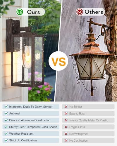 VIANIS Large Bronze Dusk to Dawn Exterior Lighting Fixtures, Waterproof - Image 4