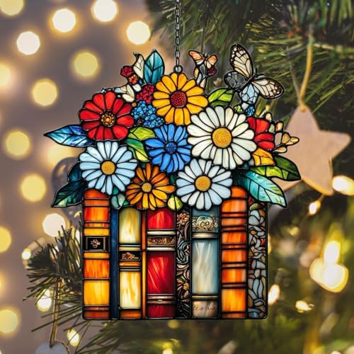 Floral Stack of Books Acrylic Suncatcher - Image 6