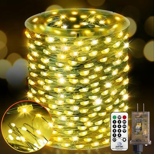 KNONEW 532FT 1600LED Green Wire Outdoor Fairy Lights Plug in Warm White by KNONEW