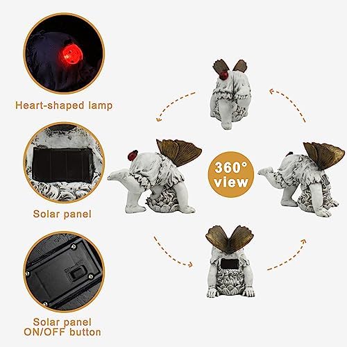Suyorpe Solar Fairy Garden Statue Decor - Gifts for Women Mom Mother's Day, Angel Boy Resin Figurine Waterproof Home Decoration with Ladybug LED Lights for Outdoor Balcony Lawn Yard Patio - Image 4