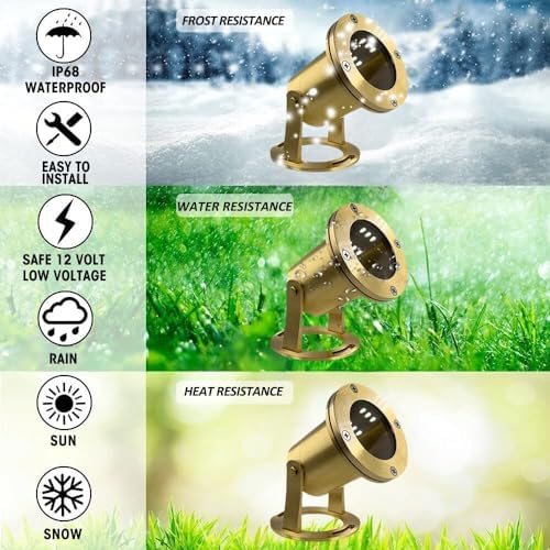 Waterproof Underwater Light 113 (2 Pack) Solid Brass 7W MR16 LED Bulb Pond Submersible Waterfall Pool Fountain Light for Beautiful Bright Long Lasting Home Garden Patio Pool - Image 3