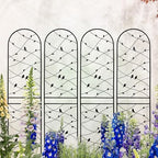 4 Pack Metal Garden Trellis 86.7" Tall Outdoor Climbing Plant Support for Roses, Flowers, Rustproof Durable Black Galvanized Tube, Lawn Garden Fence Decor Screen (4, Black birds-86.7" H) - Image 3
