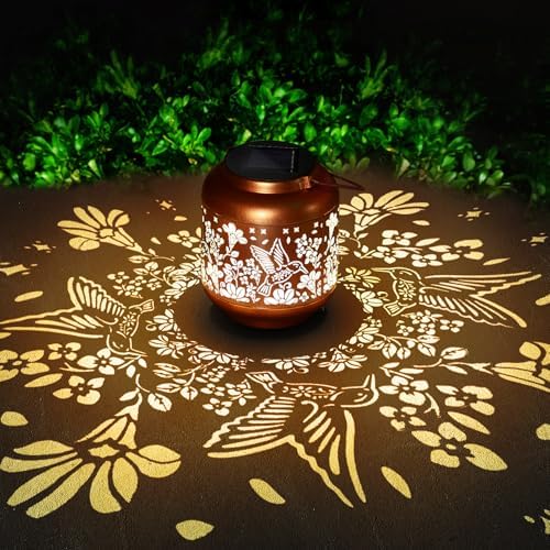 Gold Solar Wind Chimes Hummingbird Solar Lantern, Gifts for Mom Grandma Gardening Gift for Women - Image 2