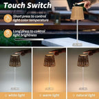 Mr. White Outdoor Waterproof Cordless Wireless Rechargeable Portable Top Touch Battery Operated Powered LED Table Lamp Desk Lamp Lights for Restaurant Kitchen Patio Dinner Dining (Nickel) - Image 5