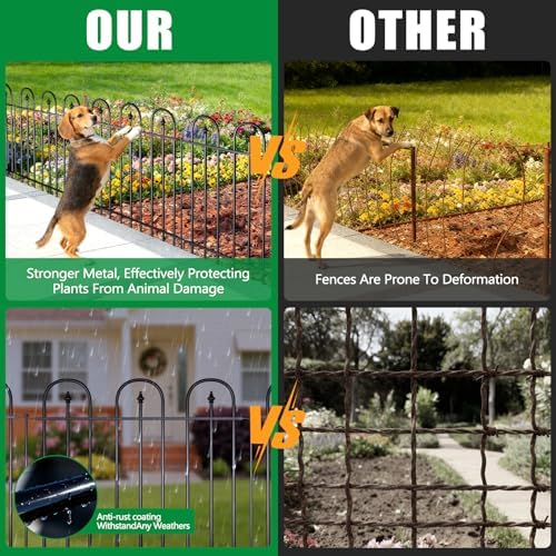 Garden Fence Animal Barrier - 10 Panels, 24 in(H) x 24 ft(L) No Dig Garden Fence, Arched Decorative Garden Fence Border with Ground Stakes, Rustproof Metal Fencing for Yard Patio Dog Rabbit - Image 4
