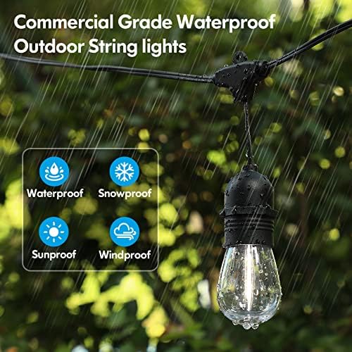 Lakumu 2-Pack 96FT Outdoor String Lights with E12 Filament S14 LED Bulbs - Image 2