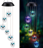 Hummingbird Solar Wind Chimes for Outside - Color Changing LED Outdoor Solar Lights Waterproof Windchimes, Home Garden Patio Yard Porch Decoration (Owl) by WCLC