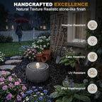 11" H Outdoor Water Fountain with Warm LED Light, Small Bubbler Garden Fountain for Patio, Porch, Yard & Deck, Modern Round Water Feature - Image 3